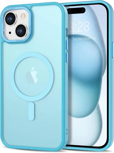 Vista 200 de Anuck - Funda magnética para iPhone 11 compatible con MagSafe, carcasa trasera mate translúcida dura, borde de TPU, delgada, resistente a impactos