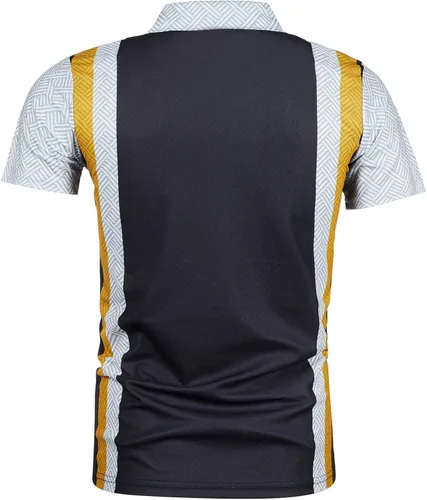 Vista 4 de Conjunto deportivo de 2 piezas con cremallera para hombre, camisa polo y pantalones cortos, conjuntos de verano para hombre, elegante traje