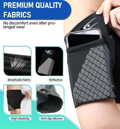 Vista 3 de HiRui Brazalete deportivo universal para teléfono celular, brazalete para correr para entrenamiento de ejercicio, compatible con iPhone Negro