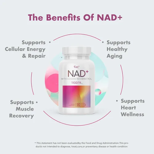 Vista 3 de VHC Suplemento NAD+, liposomas alternativos NMN con CoQ10, Trans-Resveratrol para mujeres y hombres, energía de apoyo, antienvejecimiento, enfoque