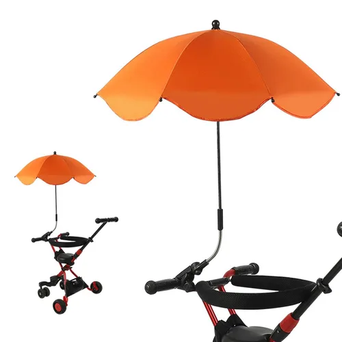 Vista 17 de Sombrilla para cochecito de bebé, paraguas universal de 14 pulgadas con abrazadera, parasol ajustable de 360 grados, paraguas para carrito