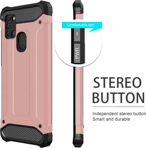 Vista 3 de Asuwish - Carcasa compatible con Samsung Galaxy A21S y protector de pantalla de vidrio templado para celdas, accesorios resistentes de doble capa