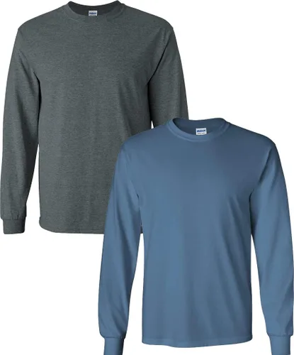 Vista 111 de Gildan - Camiseta de algodón y de manga larga para hombre, modelo G2400 (1) verde irlandés + (1) negro