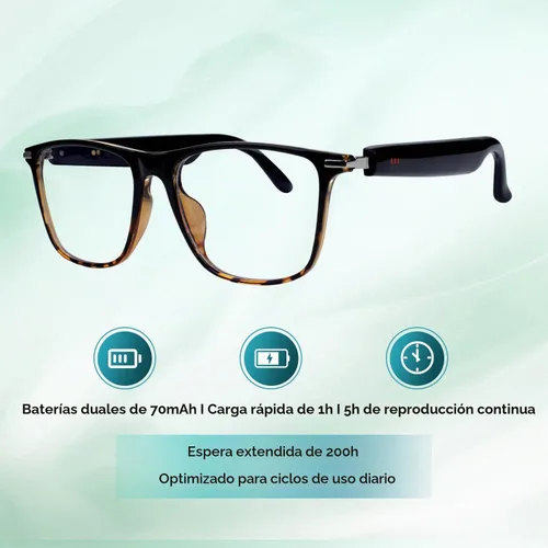Vista 4 de Lentes inteligentes Bluetooth con altavoces, lentes de sol fotocromáticos Negro