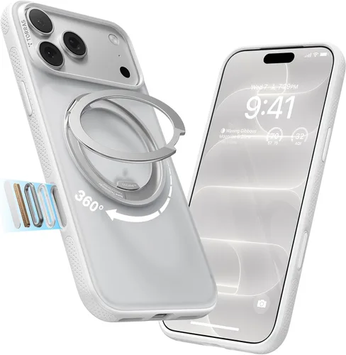 Vista 17 de TORRAS Funda con soporte magnético 360 para iPhone 18 Pro, O3 Fitness Borgoña