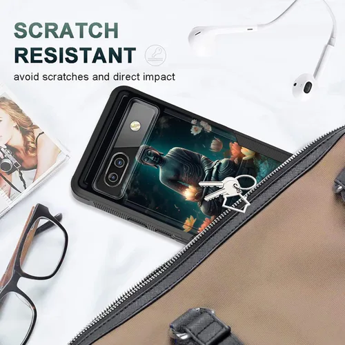 Vista 10 de Funda para Pixel 6A, funda protectora híbrida de doble capa resistente a prueba de golpes de policarbonato duro de silicona suave TPU para Google
