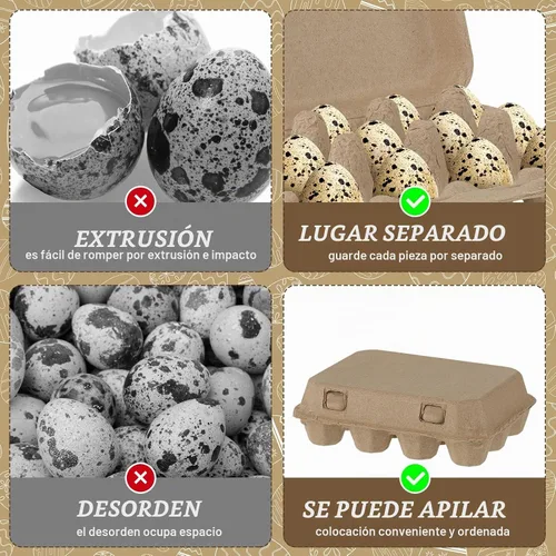 Vista 3 de 60 piezas de cartón de huevos de codorniz cesta de pulpa de papel, 3 x 4