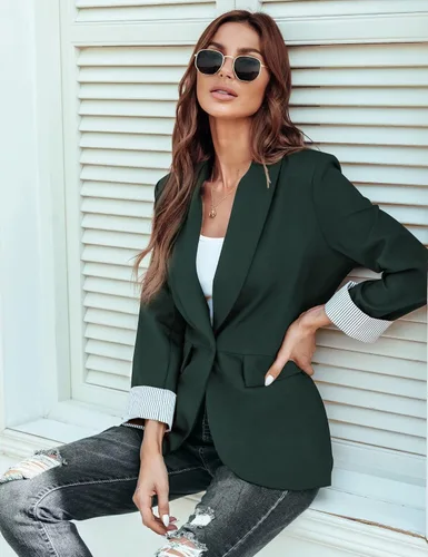 Vista 3 de Genhoo Chaquetas tipo blazer para mujer, con frente abierto, manga larga, para trabajo, oficina, casual, con bolsillos, tallas S-2XL