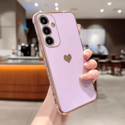 Vista 165 de phylla Funda de teléfono compatible con Samsung Galaxy A12 de 6.5 pulgadas, lindo corazón chapado en oro, elegante funda de lujo para mujer