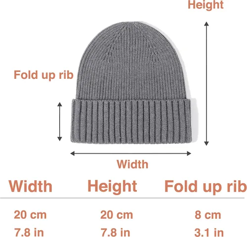 Vista 7 de accsa 2 Pack Men Winter Knit Beanie Hats Soft Warm Stretchy Skull Cap Unisex Cuffed Plain Hat for Men