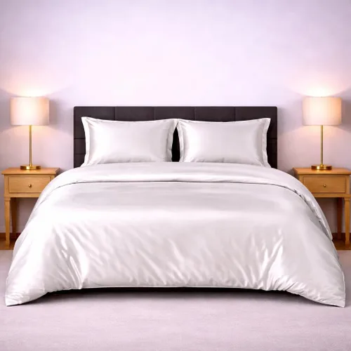 Vista 27 de Juego de funda de edredón de satén de seda – Juego de ropa de cama de lujo de 4 piezas con 1 funda de edredón, 1 sábana bajera