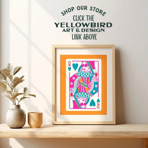 Vista 4 de Queen of Hearts Decoración Preppy para Habitación - Queen O Hearts Decoración de Pared Estética Linda y de Moda para Mujeres - Estampado Funky Azul