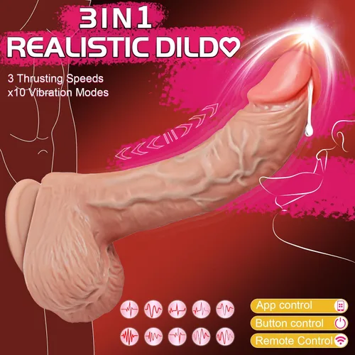 Vista 2 de Juguetes sexuales con consolador de empuje para mujeres, consoladores Venght de 9" con vibrador de punto G, juguetes anales con 10 vibraciones y 3