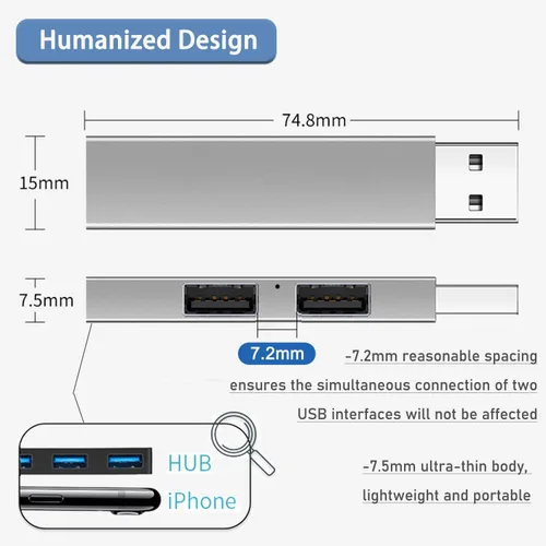 Vista 6 de USB 3.0 Hub, VIENON Aluminium 3-Port USB Hub USB Splitter USB Expander for Laptop, Xbox, Flash Drive, HDD, Console, Printer, Camera,Keyborad, Mouse