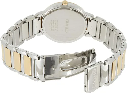 Vista 4 de SEIKO Reloj bisel de cristal de dos tonos para mujer con esfera estampada con purpurina plateado Cronógrafo