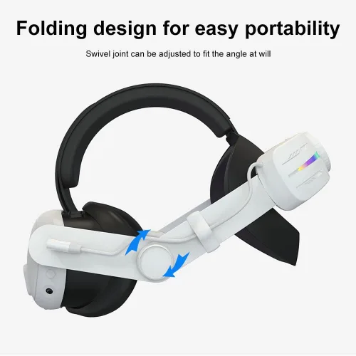 Vista 9 de AZURAOKEY Head Strap Battery Pack for Meta Quest 3, Replacement Elite Strap 8000mAh Enhanced Comfort and Extended Gaming Time with RGB Light for