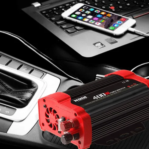 Vista 7 de Inversor de corriente NDDI POWER 400W, adecuado para teléfonos móviles, computadoras portátiles, etc. DC 12V to 110V AC Car Plug Adapter Socket, 2