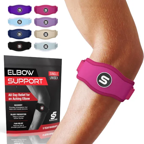 Vista 9 de Sleeve Stars - Codera de Codo de Tenis para Mujeres - Correa de Tenis Ajustable, Codera de Codo de Golfista para Hombres, Contrafuerza para Codo