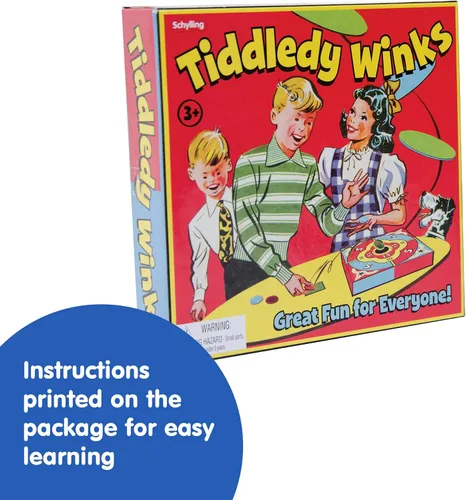 Vista 3 de Schylling Tiddledy Winks - Juego clásico para toda la familia - Incluye tablero de juego, taza y guiños - A partir de 3 años