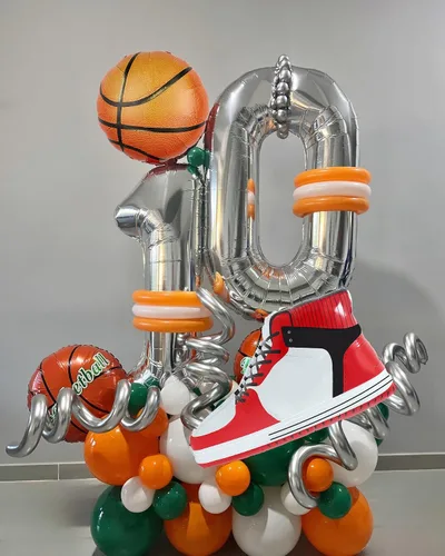 Vista 4 de Globos de baloncesto, suministros de fiesta deportiva, zapatos de baloncesto, globo, baloncesto, zapatos snesker, globo para hombres, adolescentes