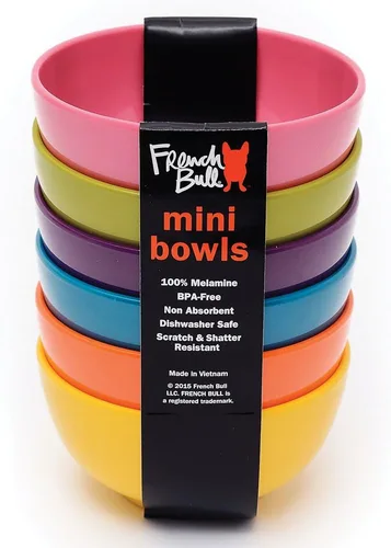 Vista 2 de French Bull Mini cuencos de melamina para aperitivos, guarniciones, postres, salsas de inmersión o helado surtido de melamina, cucharada, cuchara