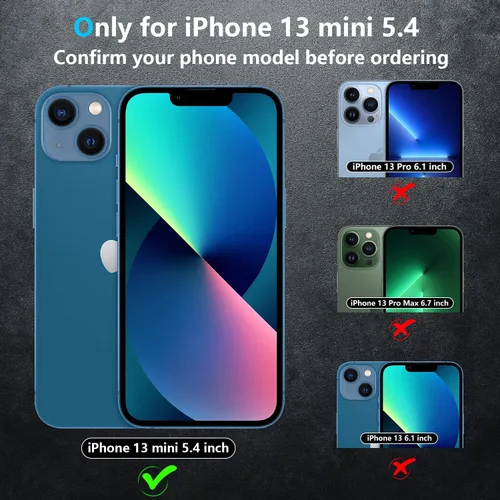Vista 7 de Funda transparente para iPhone 13 Mini, [antiamarilleo] Paquete de 2 [protector de pantalla de vidrio templado] Funda protectora delgada pero a