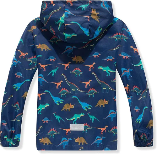 Vista 3 de Chaqueta de lluvia para niños con capucha desmontable, impermeable, ligera, rompevientos para niños
