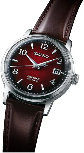 Vista 5 de Seiko Presage SRPE41J1 - Reloj automático con esfera roja para hombre Azul Correa