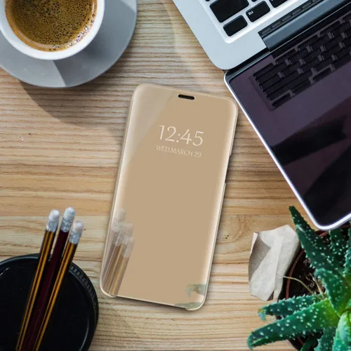 Vista 3 de Funda compatible con Samsung Galaxy Note 20 Ultra, funda de piel transparente con espejo S-View, a prueba de golpes, con función atril