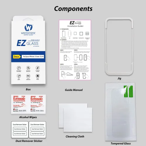 Vista 6 de [Whitestone EZ] Paquete de 2 protectores de pantalla para Apple iPhone 12 Series [Dome Glass EZ] Protector de pantalla de cobertura completa