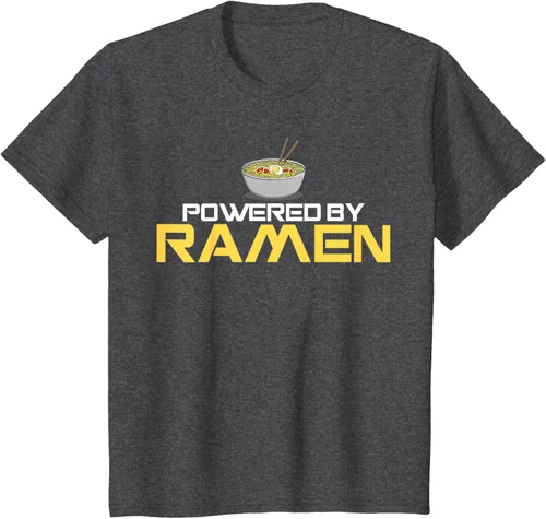 Vista 26 de Camiseta de fideos de anime japoneses Powered By Ramen, Negro, S