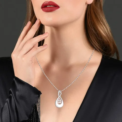 Vista 4 de ACJFA Infinity Love Urn Collar de plata de ley 925 CZ lágrima corazón cremación joyería recuerdo recuerdo collar para cenizas joyería regalo