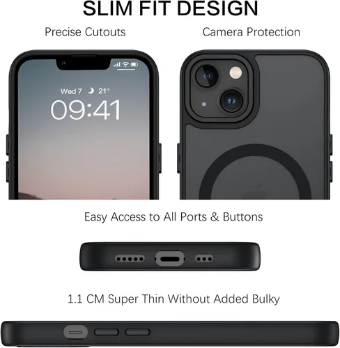 Vista 7 de BENTOBEN Funda magnética para iPhone 13 [compatible con Magsafe] Funda translúcida mate para iPhone 13, delgada y delgada, a prueba de golpes