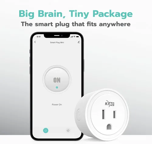 Vista 3 de KMC - Enchufe inteligente mini, paquete de 4, tomas de corriente Wi-Fi para hogar inteligente, control remoto de luces y dispositivos desde