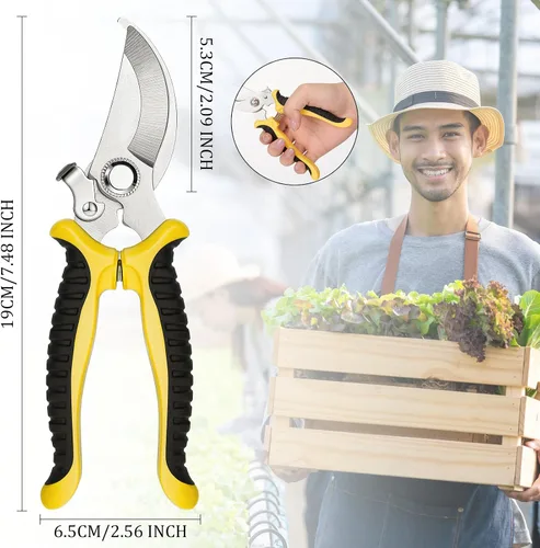 Vista 2 de Lothee 9 tijeras de jardín, podadoras de jardín, podadoras de derivación a granel, resistentes para jardinería, setos de plantas, tijeras de flores