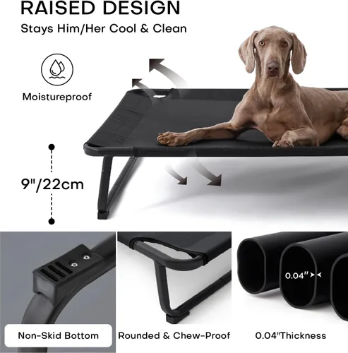 Vista 3 de MADE 4 PETS Cama elevada para perros XXL – Cuna elevada para mascotas al aire libre con patas a presión, malla lavable, pies antideslizantes, cama