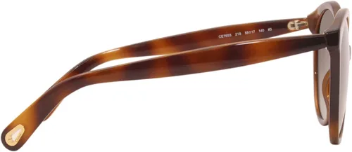 Vista 3 de Chloe Lentes de sol redondos Elize Acetate para mujer, color Havana, marrón, talla única