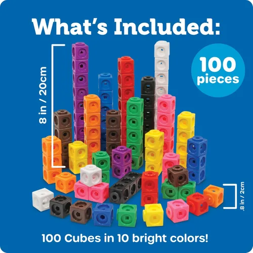 Vista 6 de Cubos MathLink de Learning Resources - Juego de 100 cubos, para niños de 5 años en adelante, actividades STEM, elementos manipulativos
