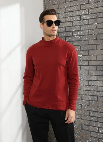 Vista 5 de Rela Bota Suéter de manga larga con cuello alto para hombre, diseño básico, elástico, ajustado