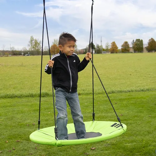 Vista 3 de Vivere Flying Saucer Tree Swing Hammock Chair para niños (verde tierra)