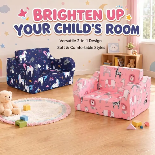 Vista 118 de MOMCAYWEX - Sofá para niños, 2 en 1, plegable, piel de melocotón, color azul