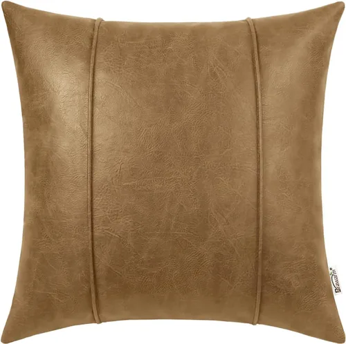 Vista 18 de BRAWARM Funda de almohada de piel sintética de 16 x 16 pulgadas, color Negro