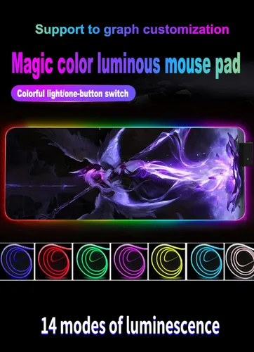 Vista 2 de XINYIFUTECH Genshin Impact Anime Pretty Sexy Girl - Alfombrilla de mouse RGB para computadora gamer grande XXL tapete de escritorio para CS GO 15748