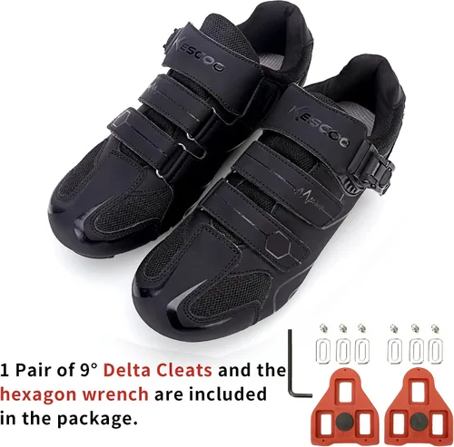 Vista 3 de Zapatos de ciclismo unisex compatibles con pelaton para interiores y exteriores, zapatos de equitación para hombres y mujeres Delta Tacos con clip