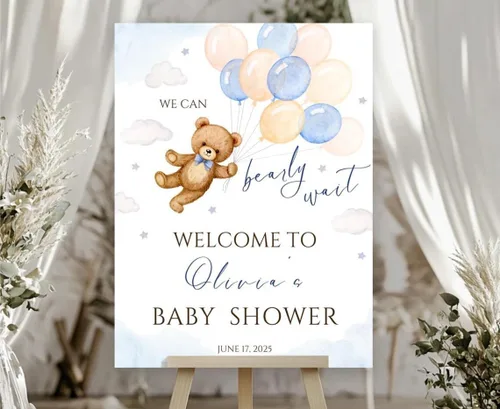 Vista 21 de Letrero personalizado para baby shower, letrero de bienvenida para baby shower, letrero para baby shower, personalizable para niña o niño, letrero