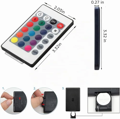 Vista 3 de Ruirui DC5V 24 Key IR Control remoto con 3.3 ft USB controlador IR en línea para 5050 2835 RGB LED tira de luz