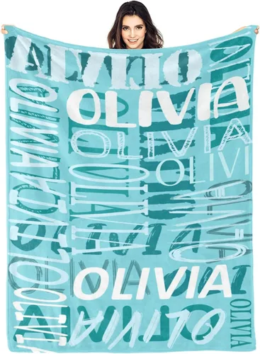 Vista 22 de Mantas personalizadas con nombre para bebé, niño, niña, mantas súper suaves con nombre para niños y adultos, manta con nombre para cumpleaños