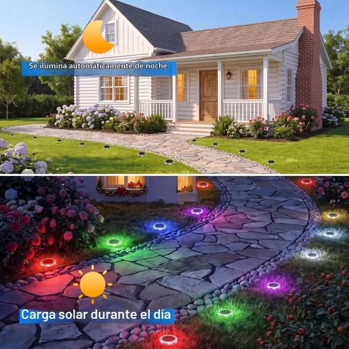 Vista 5 de Peasur Luces solares de suelo para exteriores, paquete de 24 luces planas de disco con energía solar, IP68 impermeable, antioxidante, iluminación