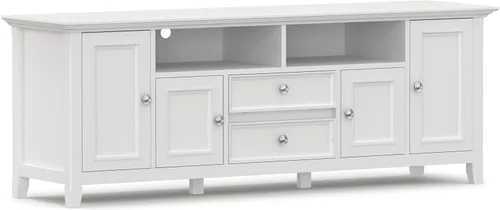 Vista 20 de SIMPLIHOME Amherst - Soporte de TV de transición de madera maciza de 72 pulgadas de ancho, estilo rústico marrón envejecido, para televisores