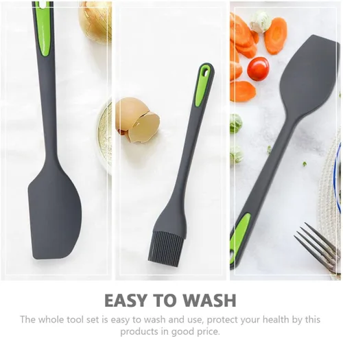 Vista 5 de Silicone Baking Spatulas Dual-color Cake Cream Scrapers Heat Resistant Design Mixing Tools for Kitchen Reusable Non-stick Silicone Baking Utensils